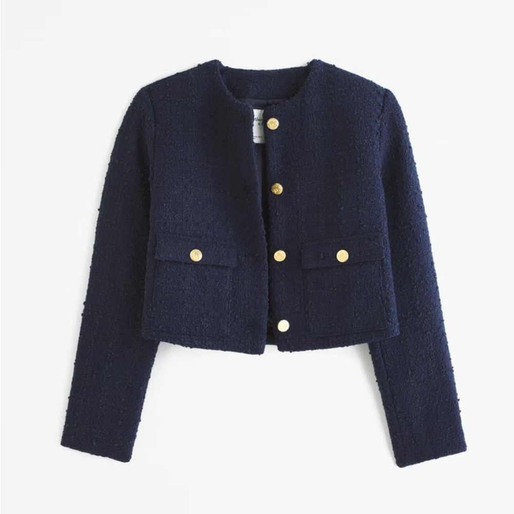 NWT Abercrombie Collarless Tweed Jacket sz XXS